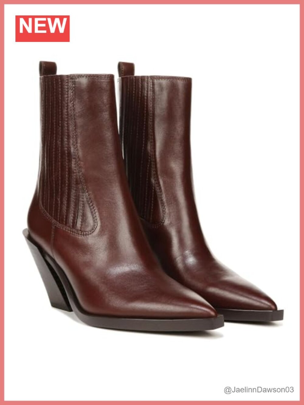 Snip Toe Leather Block Heel Ankle Booties